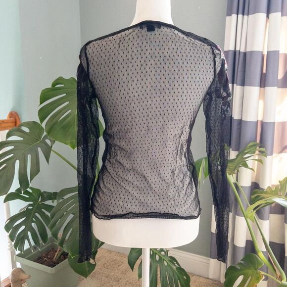 Black mesh long sleeve top with red rose embroidery from American Eagle. Size s - Picture 3 of 7